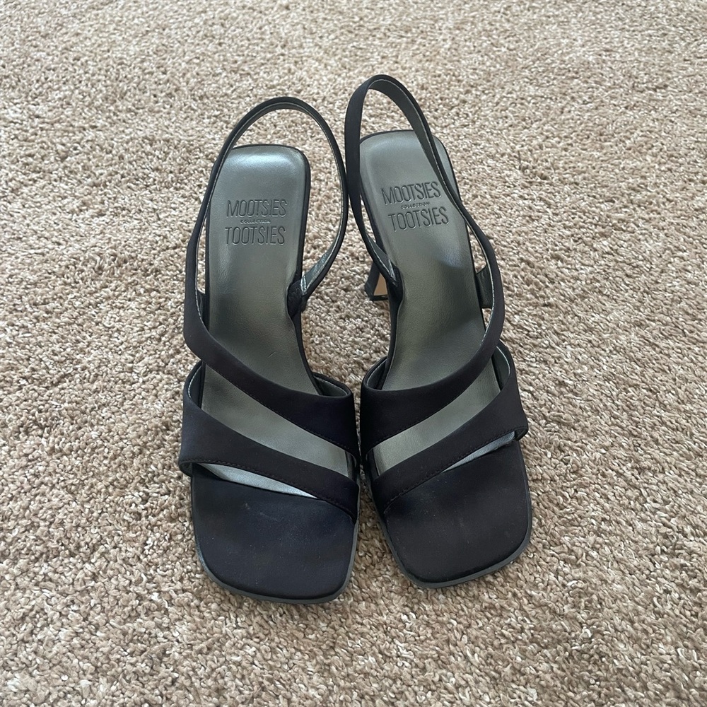 Mootsies Tootsies Black Cross-Strap Slingback Heels